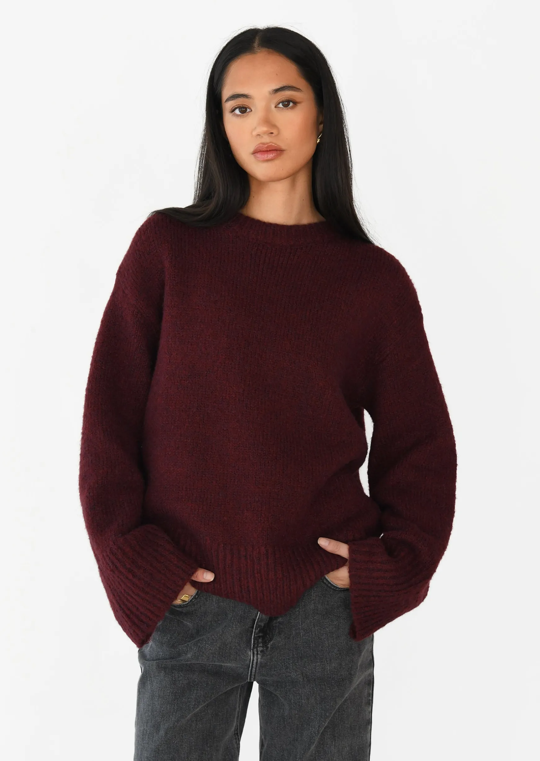 Pulls L Cardigans^Outfitbook Pull en maille oversize bordeaux