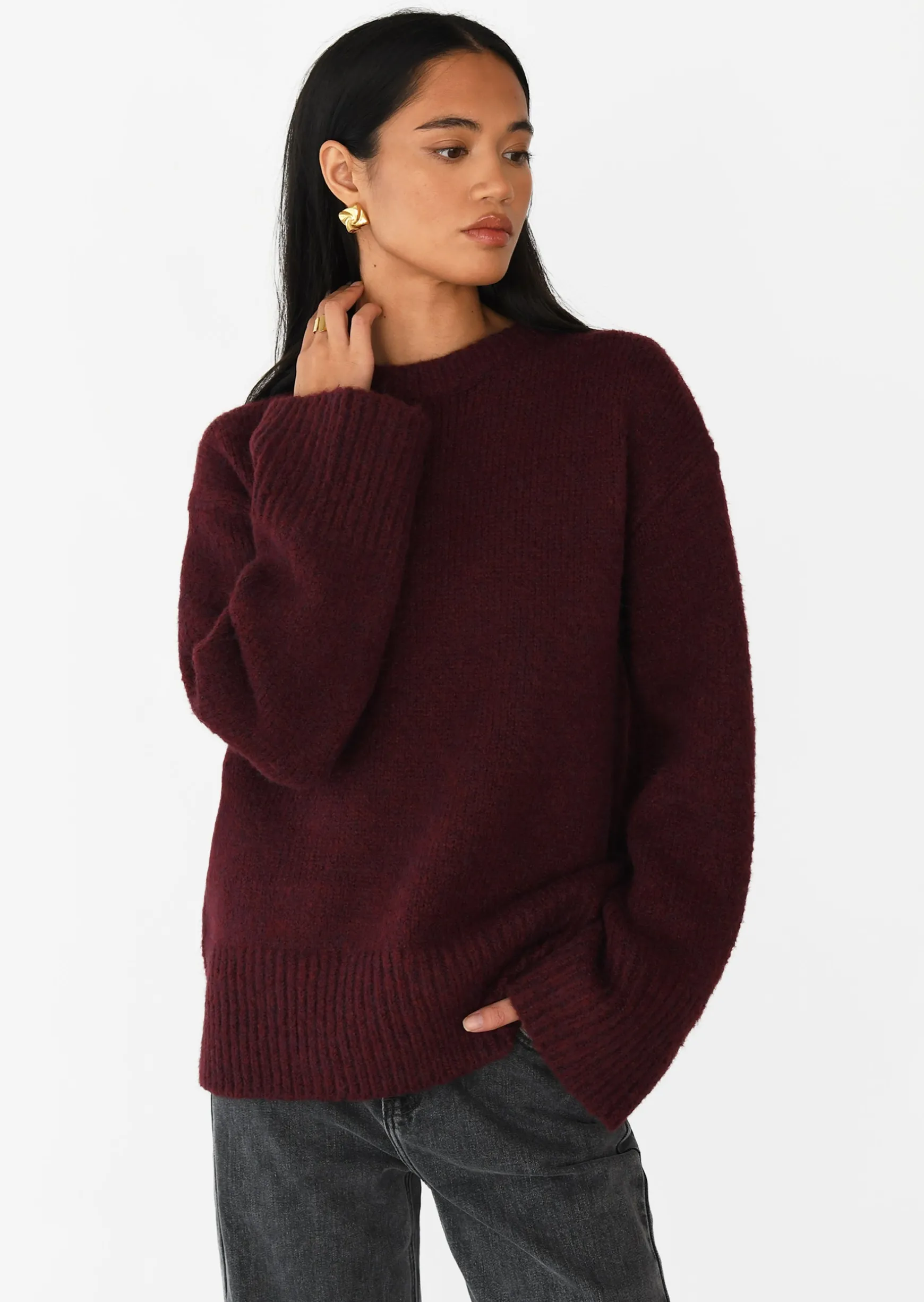 Pulls L Cardigans^Outfitbook Pull en maille oversize bordeaux