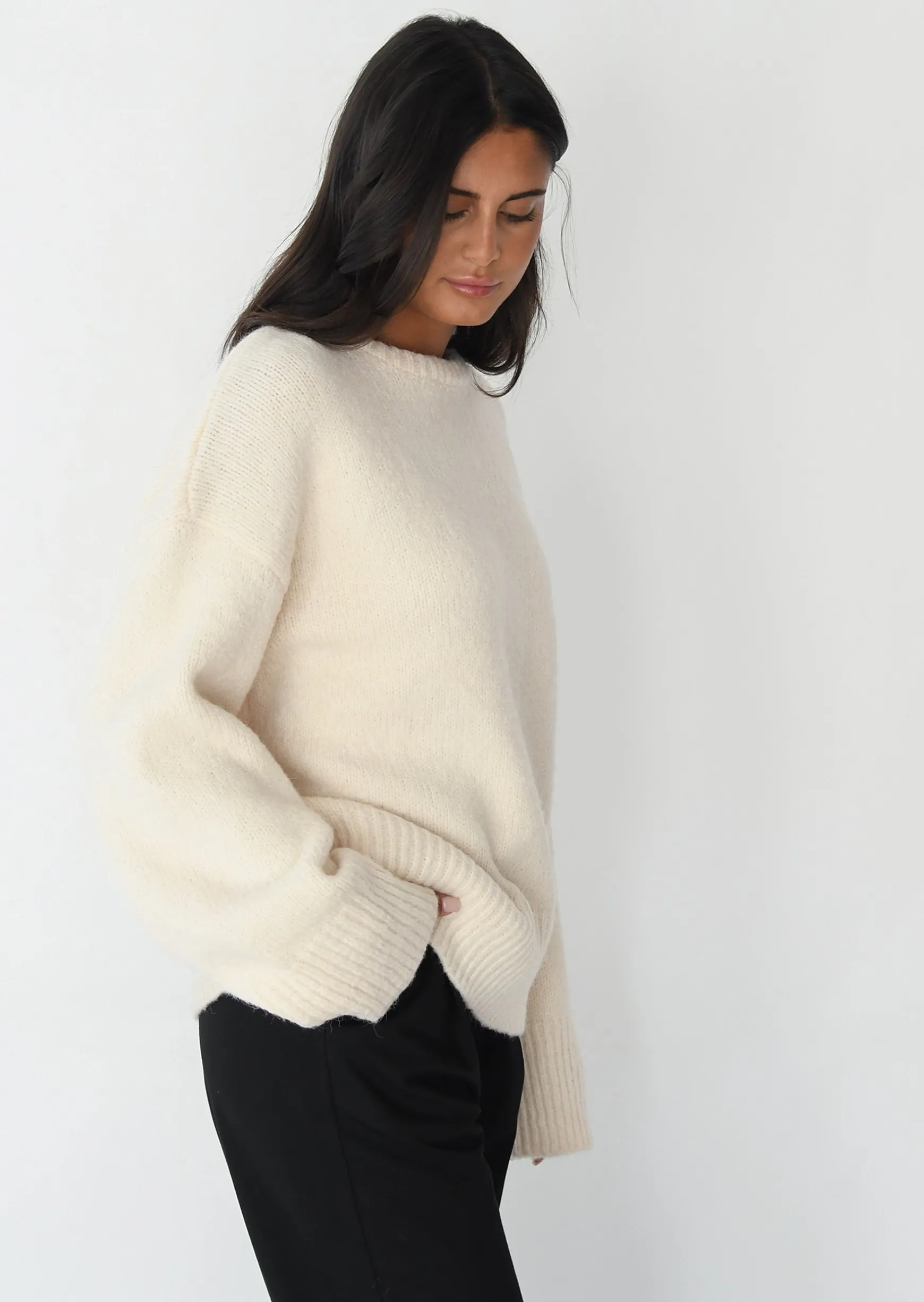 Pulls L Cardigans^Outfitbook Pull en maille oversize beige