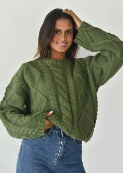 Pulls L Cardigans^Outfitbook Pull en maille épaisse torsadée VERT