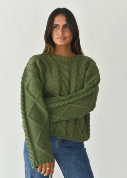 Pulls L Cardigans^Outfitbook Pull en maille épaisse torsadée VERT