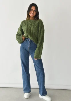 Pulls L Cardigans^Outfitbook Pull en maille épaisse torsadée VERT