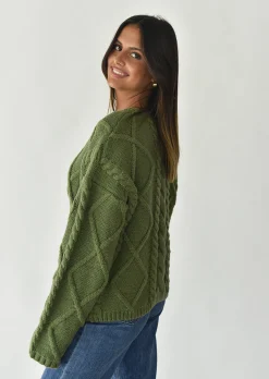 Pulls L Cardigans^Outfitbook Pull en maille épaisse torsadée VERT