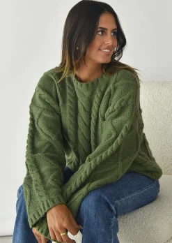 Pulls L Cardigans^Outfitbook Pull en maille épaisse torsadée VERT