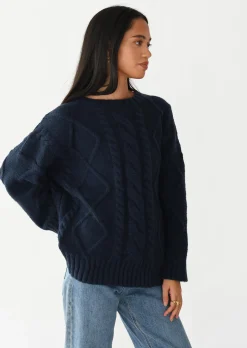Pulls L Cardigans^Outfitbook Pull en maille torsadée BLEU