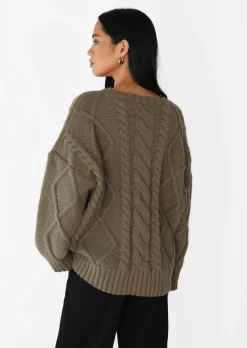 Pulls L Cardigans^Outfitbook Pull en maille torsadée TAUPE