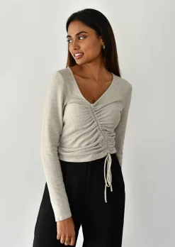 Pulls L Cardigans^Outfitbook Pull froncé BEIGE