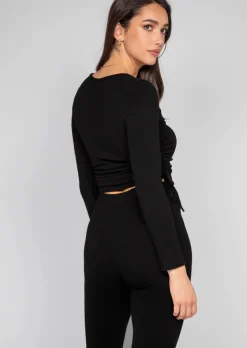 Pulls L Cardigans | Hauts^Outfitbook Pull froncé sur les côtés noir