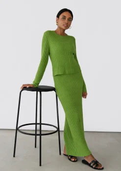 Pulls L Cardigans^Outfitbook Pull maille côtelée col rond VERT