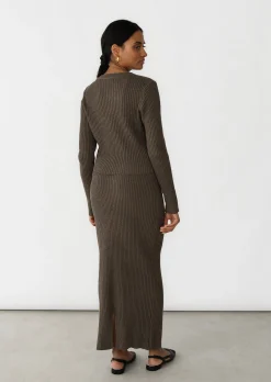 Pulls L Cardigans^Outfitbook Pull maille côtelée col rond MARRON