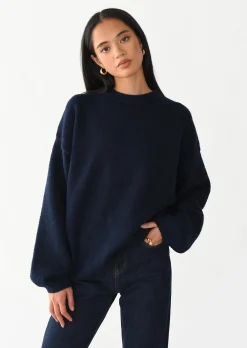 Pulls L Cardigans^Outfitbook Pull maille oversize col rond BLEU