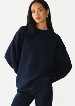 Pulls L Cardigans^Outfitbook Pull maille oversize col rond BLEU