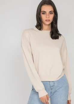 Pulls L Cardigans^Outfitbook Pull oversize col rond en maille beige TAUPE