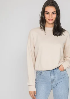 Pulls L Cardigans^Outfitbook Pull oversize col rond en maille beige TAUPE