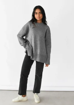 Pulls L Cardigans^Outfitbook Pull oversize en maille fendu sur les côtés GRIS