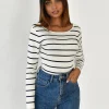 Pulls L Cardigans^Outfitbook Pull rayé blanc BEIGE