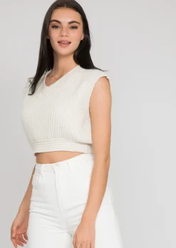 Pulls L Cardigans^Outfitbook Pull sans manche en maille côtélée