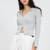 Pulls L Cardigans^Outfitbook Pull zippé avec col à revers gris