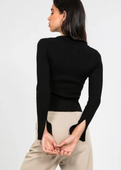 Pulls L Cardigans^Outfitbook Pull zippé avec col à revers noir