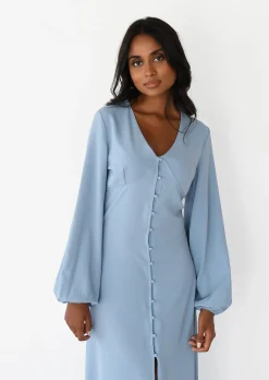 Robes^Outfitbook Robe boutonnée à manche longue BLEU