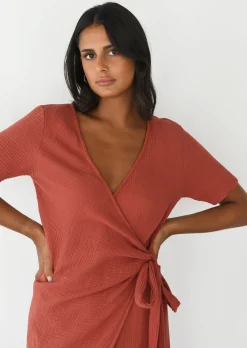 Robes^Outfitbook Robe cache coeur en coton ROUILLE