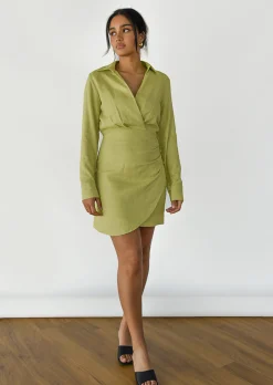 Robes^Outfitbook Robe chemisier lin VERT