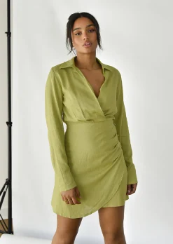 Robes^Outfitbook Robe chemisier lin VERT