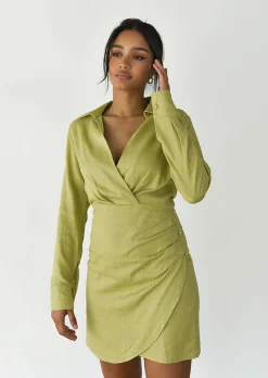 Robes^Outfitbook Robe chemisier lin VERT