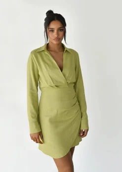 Robes^Outfitbook Robe chemisier lin VERT