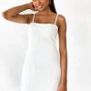 Robes^Outfitbook Robe courte col carré fendue BLANC
