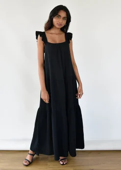 Robes^Outfitbook Robe en coton volantée NOIR