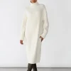 Robes^Outfitbook Robe en maille côtelée à col roulé ECRU