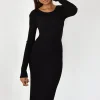 Robes^Outfitbook Robe en maille côtelée croisée au dos NOIR
