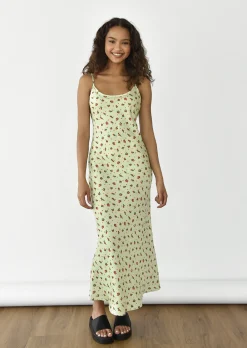 Robes^Outfitbook Robe en satin imprimée VERT