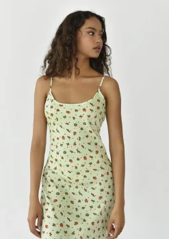 Robes^Outfitbook Robe en satin imprimée VERT