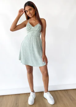 Robes^Outfitbook Robe fleurie dos nu VERT