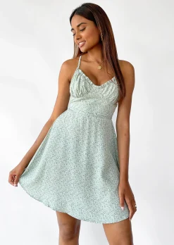 Robes^Outfitbook Robe fleurie dos nu VERT