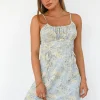 Robes^Outfitbook Robe fleurie froncée Bleu