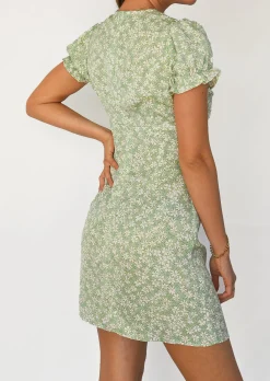 Robes^Outfitbook Robe imprimée fleurie avec fente VERT