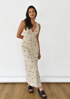 Robes^Outfitbook Robe longue à imprimé floral BEIGE