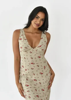 Robes^Outfitbook Robe longue à imprimé floral BEIGE
