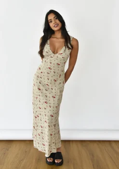 Robes^Outfitbook Robe longue à imprimé floral BEIGE