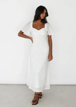 Robes^Outfitbook Robe longue à manche volantée BLANC