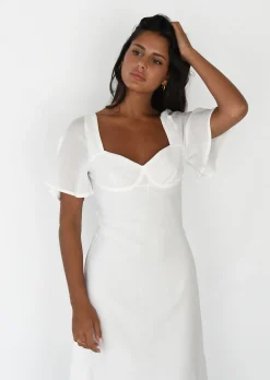 Robes^Outfitbook Robe longue à manche volantée BLANC