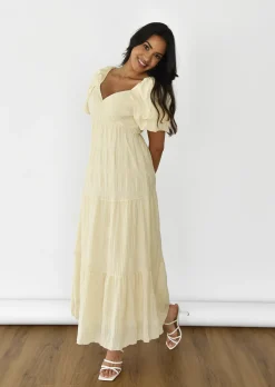 Robes^Outfitbook Robe longue à manches bouffantes BEIGE