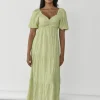 Robes^Outfitbook Robe longue à manches bouffantes VERT