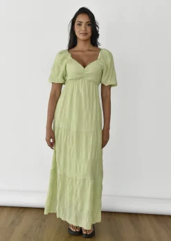 Robes^Outfitbook Robe longue à manches bouffantes VERT
