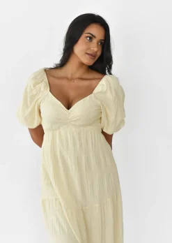 Robes^Outfitbook Robe longue à manches bouffantes BEIGE