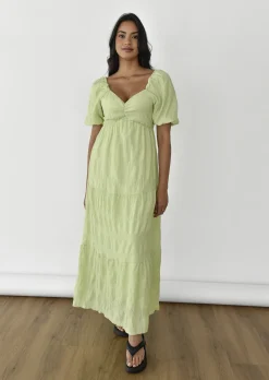 Robes^Outfitbook Robe longue à manches bouffantes VERT