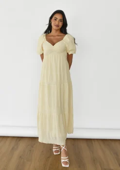 Robes^Outfitbook Robe longue à manches bouffantes BEIGE